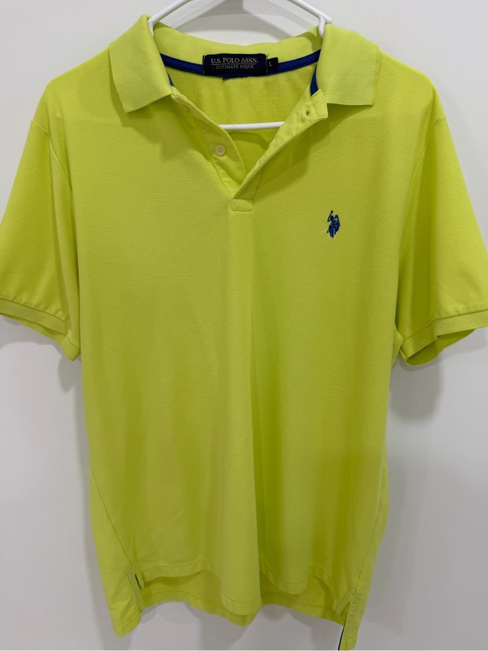 U.S. Polo Assn. Men’s Neon Lime Green Polo with Navy Logo